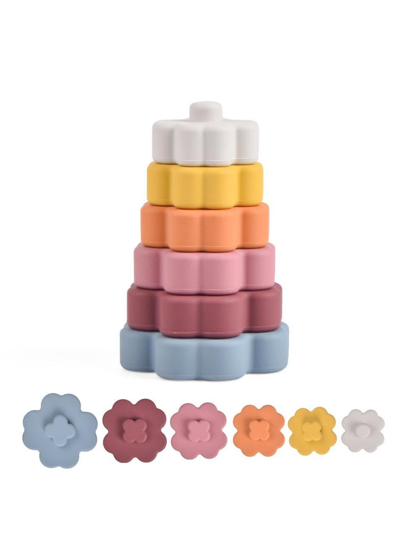Children's early education toys, baby flower tower ferrules, silicone toys  - Image 2