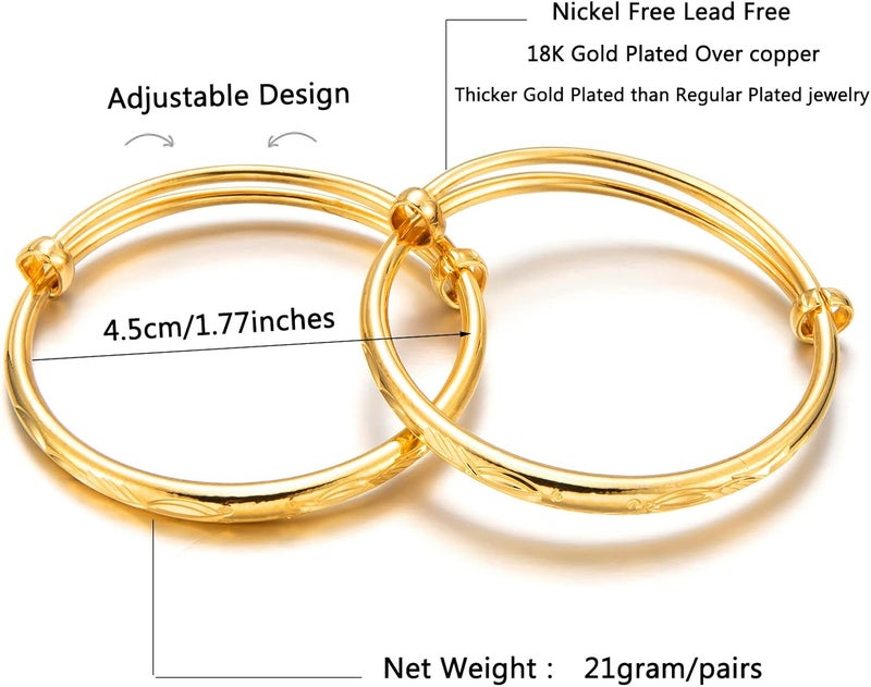 Ethlyn 2pcs/lot 18K Gold Plated Stars Kids Lucky Bangles &bracelets Birthday Christmas Gifts for baby boys and girls - Image 5