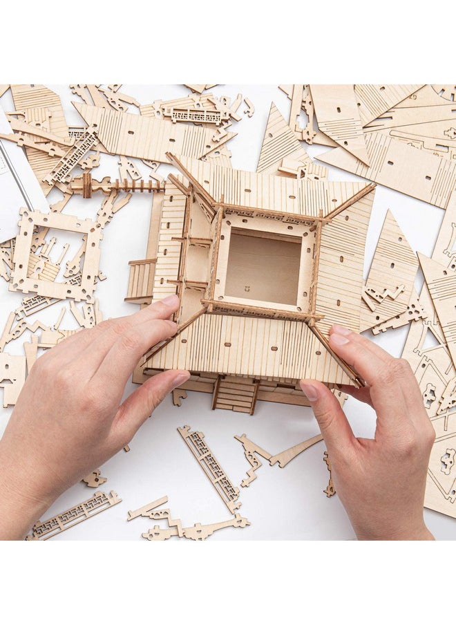 Robotime 3D Puzzle Wooden Craft Kits For Adults Diy Model Building Kit Best Gift For Kids (Five-Storied Pagoda)  - Image 5