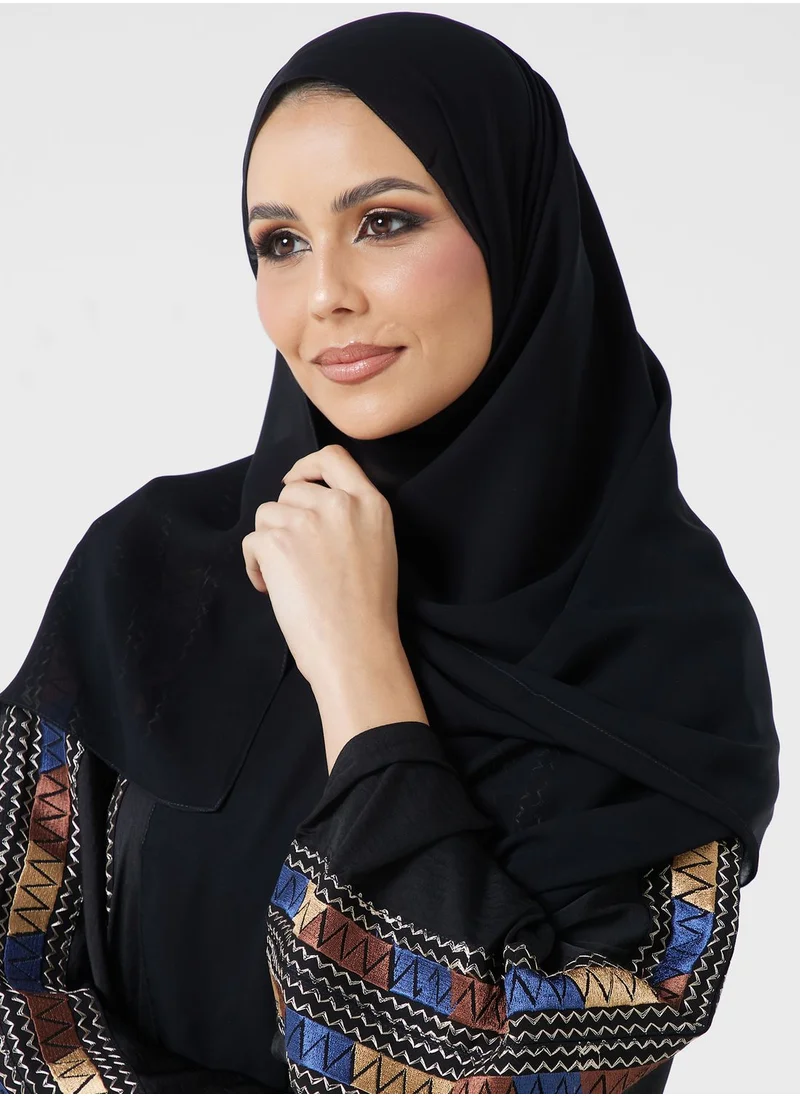 hayas closet Embroidered Accent Abaya