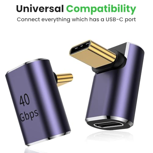 Verilux PD 100W Type C Adapter, 90 Degree Right Angle Type C Male to Female Adapter Support 40Gbps Fast Data Transmission & 8K@60Hz HD Video Output for iPhone 17/16/15, Galaxy S25/S24, Thunderbolt 4/3 - Image 4