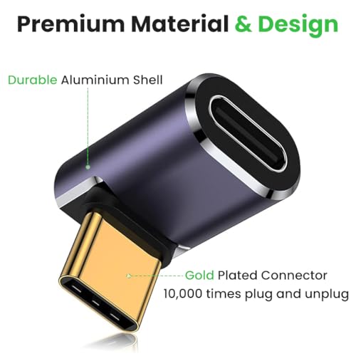 Verilux PD 100W Type C Adapter, 90 Degree Right Angle Type C Male to Female Adapter Support 40Gbps Fast Data Transmission & 8K@60Hz HD Video Output for iPhone 17/16/15, Galaxy S25/S24, Thunderbolt 4/3 - Image 3