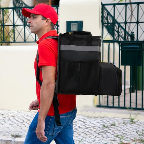 CIVJET Food Delivery Bag,Large Insulated Backpack for Doordash/Uber Eeats, Expandable Cooler Bags for Bike/Motorcycle with Reflective Strip and Cup Holders,Reusable Pizza Food Delivery Bag with Hand Straps - Image 2