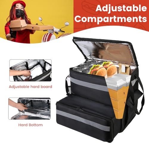 CIVJET Food Delivery Bag,Large Insulated Backpack for Doordash/Uber Eeats, Expandable Cooler Bags for Bike/Motorcycle with Reflective Strip and Cup Holders,Reusable Pizza Food Delivery Bag with Hand Straps - Image 5