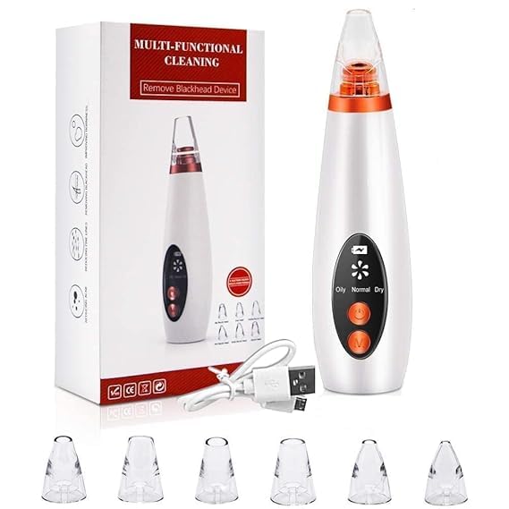 GABANIZ GABANIZ 6 in 1 Multifunction Blackhead Remover Tools  Electric Derma suction Machine  USB Rechargeable Acne Pimple Pore Cleaner Vacuum tool  Facial Cleanser Device for Nose  Skin Care  - Image 1