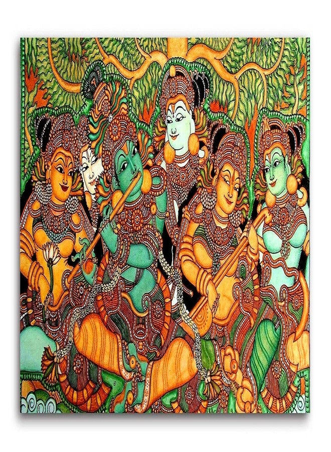 PIXELARTZ لوحة قماشية من بيكسل آرتز - فن الجداريات في ولاية كيرالا - بدون إطار (متعددة الألوان، كبيرة) - Image 1