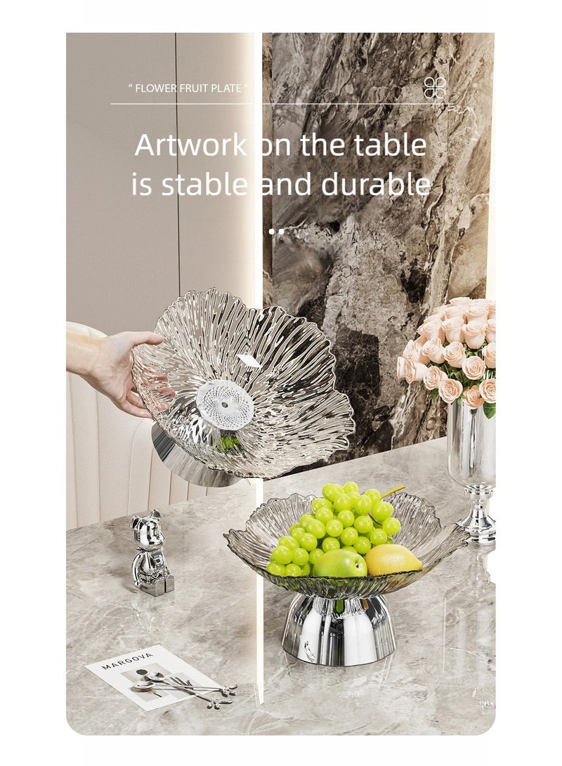 nehem 4 PCS Clear Serving Tray, Serving Plate, Elegant Floral Pattern Clear Trays, Spill-Proof Tray,Decorative Serving Tray for Candy, Fruit, Nuts & Desserts - Image 5