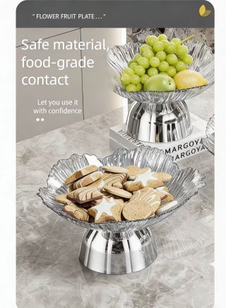 4 PCS Clear Serving Tray, Serving Plate, Elegant Floral Pattern Clear Trays, Spill-Proof Tray,Decorative Serving Tray for Candy, Fruit, Nuts & Desserts - view 4