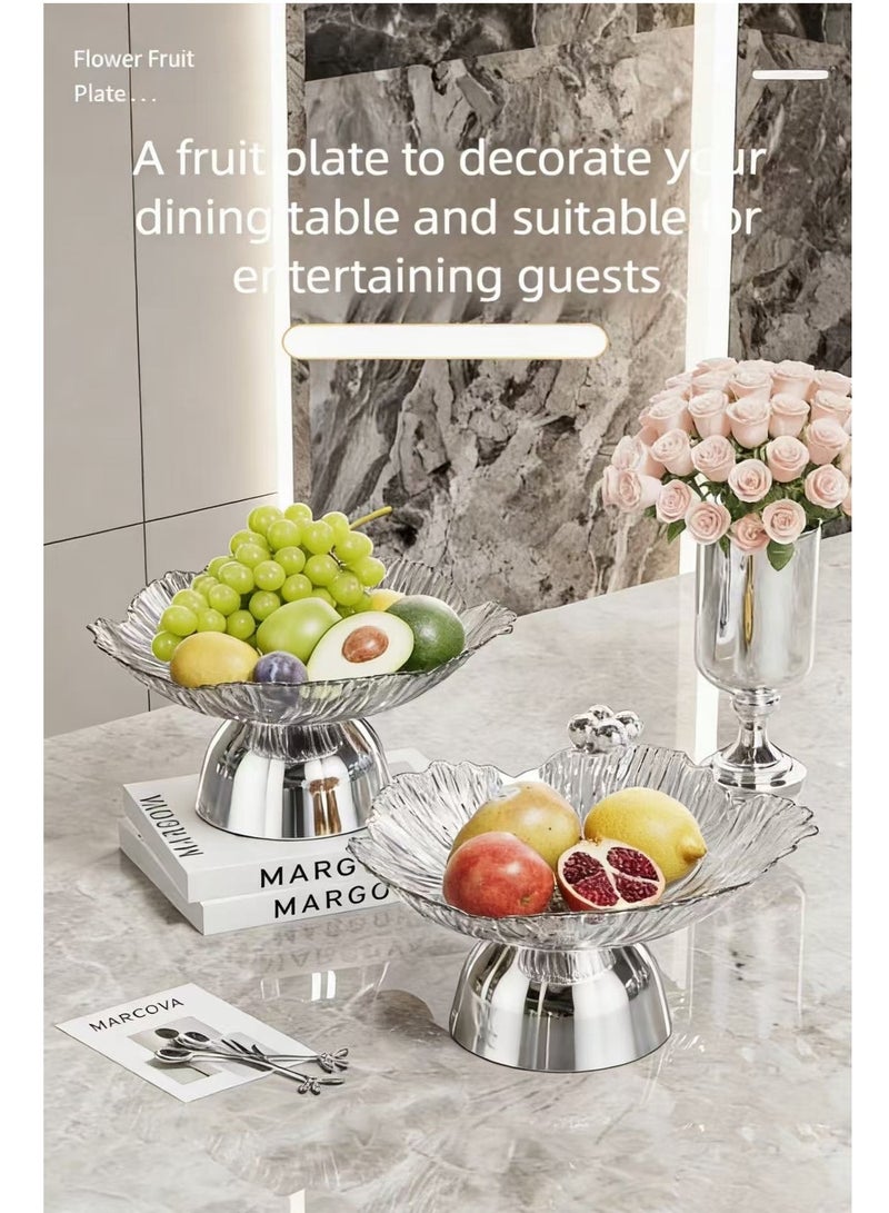 nehem 4 PCS Clear Serving Tray, Serving Plate, Elegant Floral Pattern Clear Trays, Spill-Proof Tray,Decorative Serving Tray for Candy, Fruit, Nuts & Desserts - Image 3