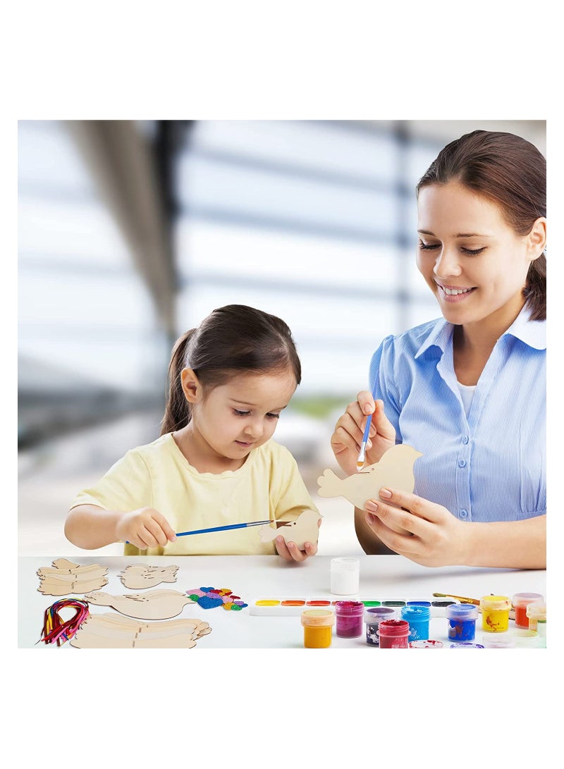 SYOSI عبوة من 8 اكسسوارات طيور خشبية اصنعها بنفسك للأطفال DIY طلاء وبناء مجموعة حيوانات خشبية خاصة بك للأولاد والبنات هدية أنشطة إبداعية في عيد الميلاد - Image 2