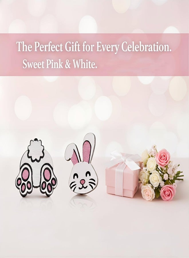 YLZZMDQSZ Easter Earrings for Women, Cute Bunny Earrings, Rabbit Earring Stud Set with One Ear and One Tail, Lightweight Wooden Easter Jewelry Gifts, Holiday Party Outfits, Costume Accessories - Image 4