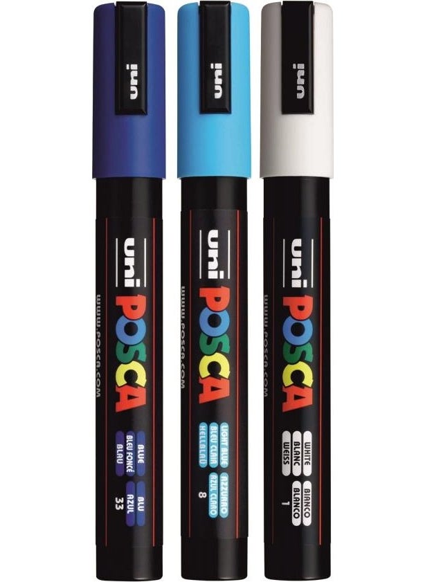 Uni-posca مجموعة ألوان المحيط 3 قطع 5م  - Image 1