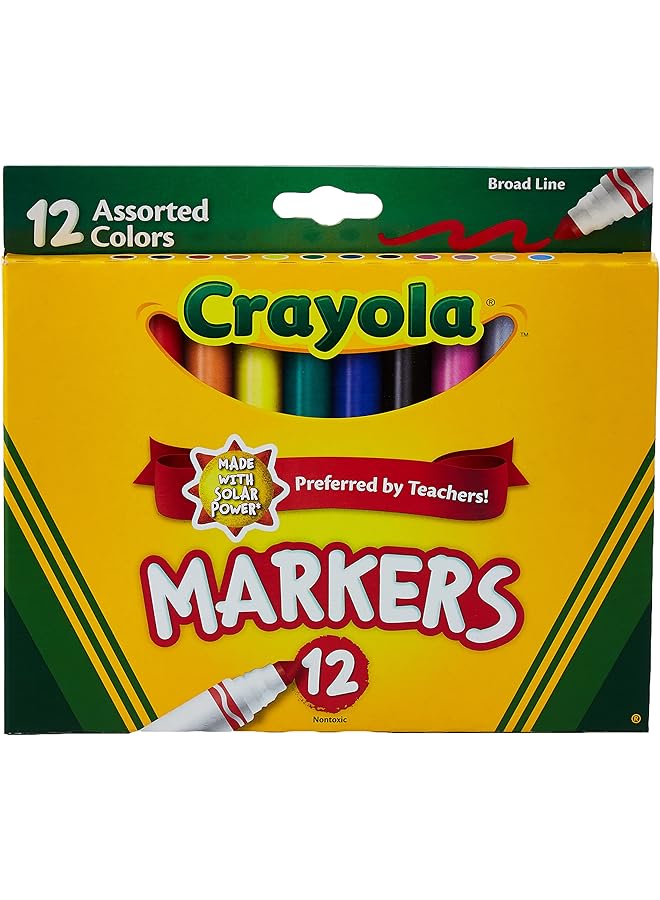 كرايولا مجموعة من 12 قلم تحديد خطوط عريضة متنوعة، قطعة واحدة - Image 1