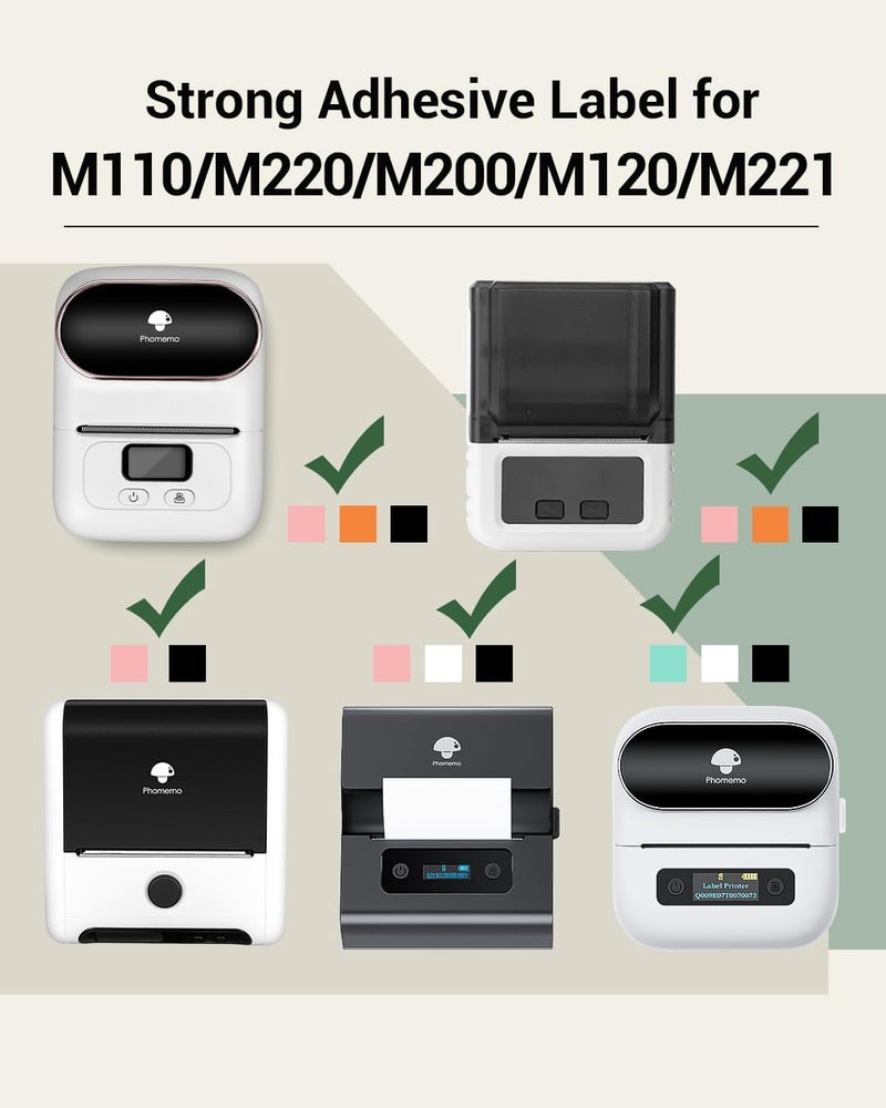 phomemo M110 M200 M220 M120 Multi-Purpose Transparent Square Self-Adhesive Label,1.57"X1.18"(40 X 30Mm), 230 Labels/Roll, Black On White Labelfor Small Business, Home, Office, 230 Labels/Roll, 3 Rolls - Image 3