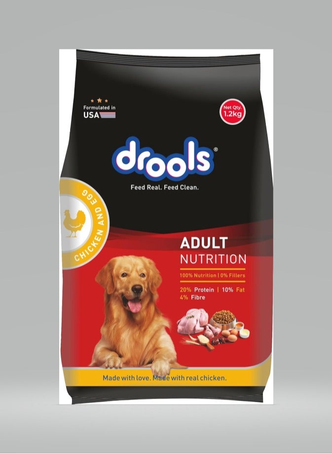 Drools Dry Dog Food Adult, Chicken and Egg Flavor 1.2Kg Pack
