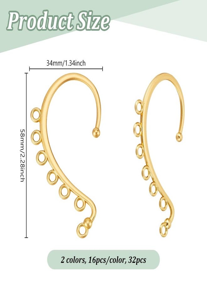 UNICRAFTALE 32Pcs 2 Colors DIY Ear Cuff Findings Dangling Ear Cuff Blanks Non Piercing Ear Wraps Metal Ear Cuff Earrings for Jewelry Making Dangle Earrings Crafts - Image 3