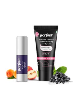 Perfora Luminous White Oral Care Combo: Purple Magic Whitening Serum & Charcoal Watermelon Mint Sls Free Toothpaste For Adults | V34 Colour Corrector For Teeth | Enamel Safe & Effective Teeth Whitener  - Image 1