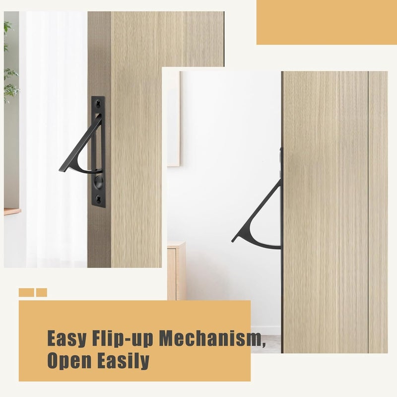 HBL ' 2 Pack | Pocket Door Hardware Set – 4 Recessed Flush Finger Pulls & 2 Edge Pull, Made of 304 Stainless Steel, Template Included, Black. - Image 3