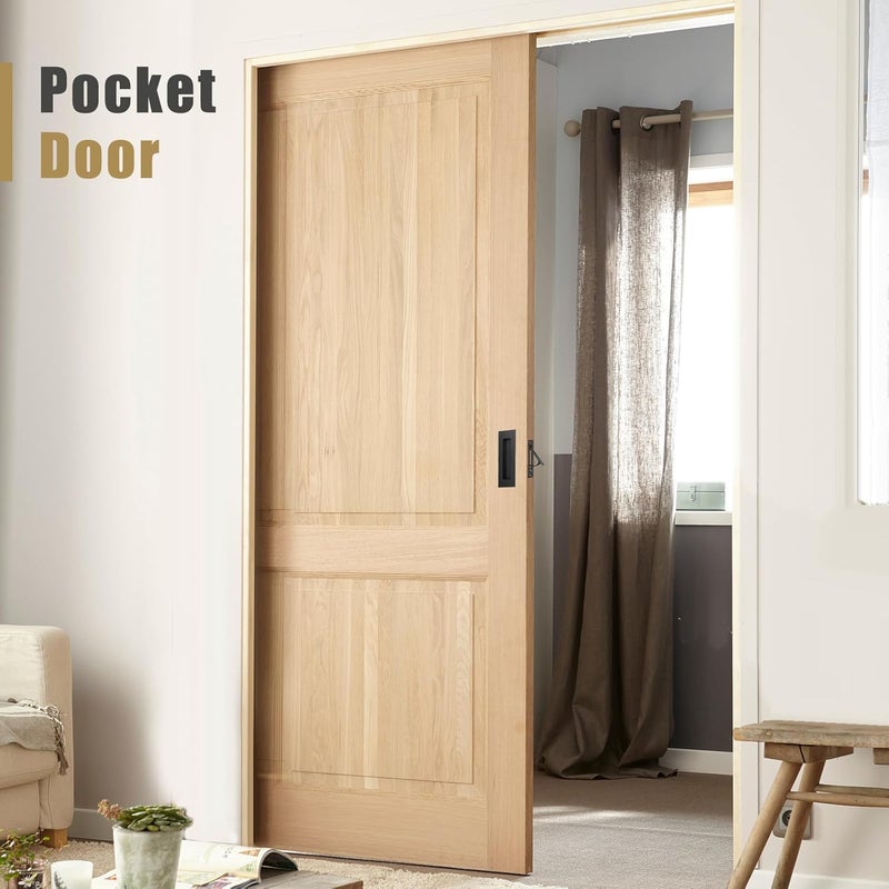 HBL ' 2 Pack | Pocket Door Hardware Set – 4 Recessed Flush Finger Pulls & 2 Edge Pull, Made of 304 Stainless Steel, Template Included, Black. - Image 5