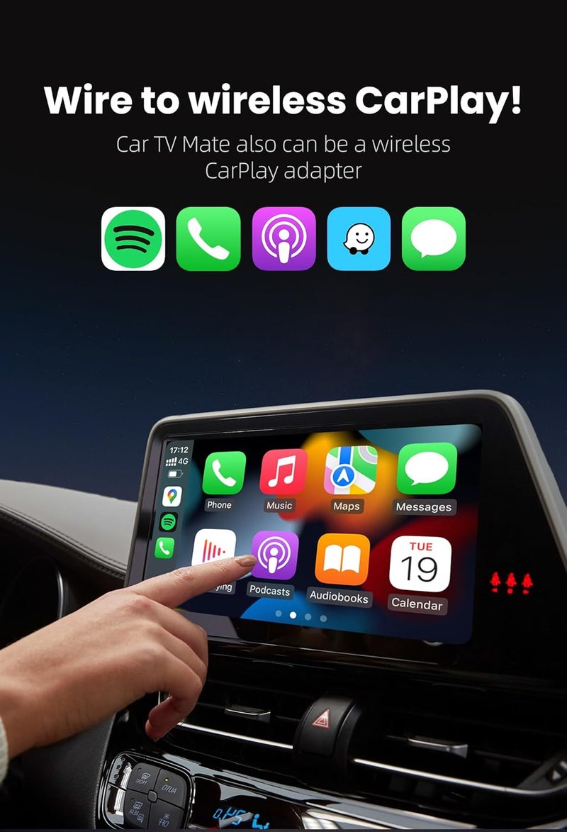 OTTOCAST Car TV Mate Pro & Wireless Carplay Adapter 2-in-1 - Plug & Play, Fast, No Latency - Image 4