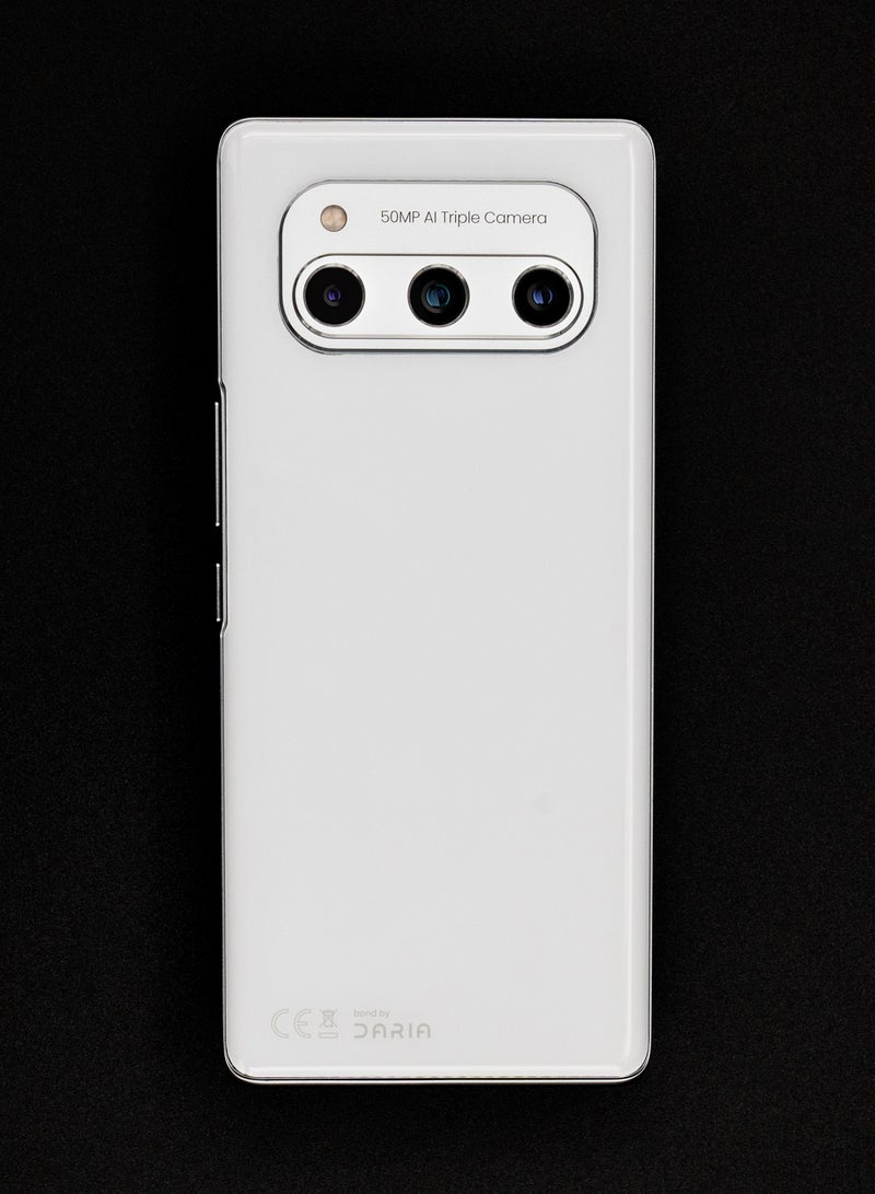 Daria BOND 5G Android 14 Smartphone, 8GB RAM, 256GB Storage, 50MP AI Triple Camera, 120Hz Curved AMOLED, Octa-Core 2.6 GHz, Web3 Monetization, Built-In Wallet, White Color, with 66 Watts Super Fast Charge Power Adapter - Image 2