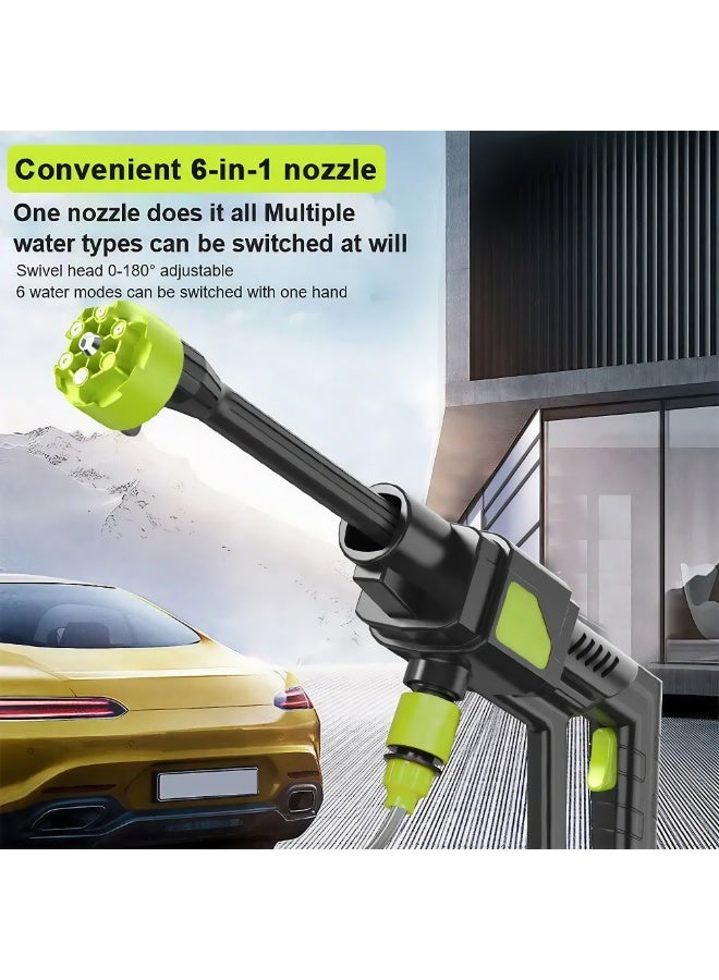 سيسلي مسدس غسيل عالي الضغط - تصميم محمول 48 فولت، مزود ببطارية قابلة لإعادة الشحن، موصل سريع، فلتر ذاتي التحضير، وعاء رغوي وخرطوم، غسالة سيارات كهربائية منزلية - Image 2