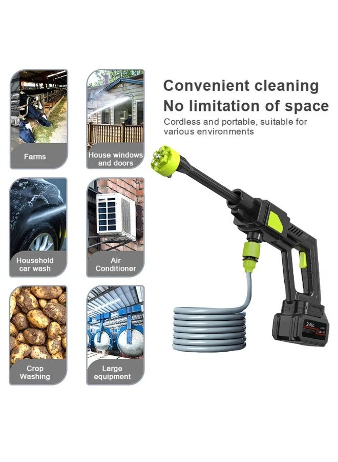 سيسلي مسدس غسيل عالي الضغط - تصميم محمول 48 فولت، مزود ببطارية قابلة لإعادة الشحن، موصل سريع، فلتر ذاتي التحضير، وعاء رغوي وخرطوم، غسالة سيارات كهربائية منزلية - Image 5