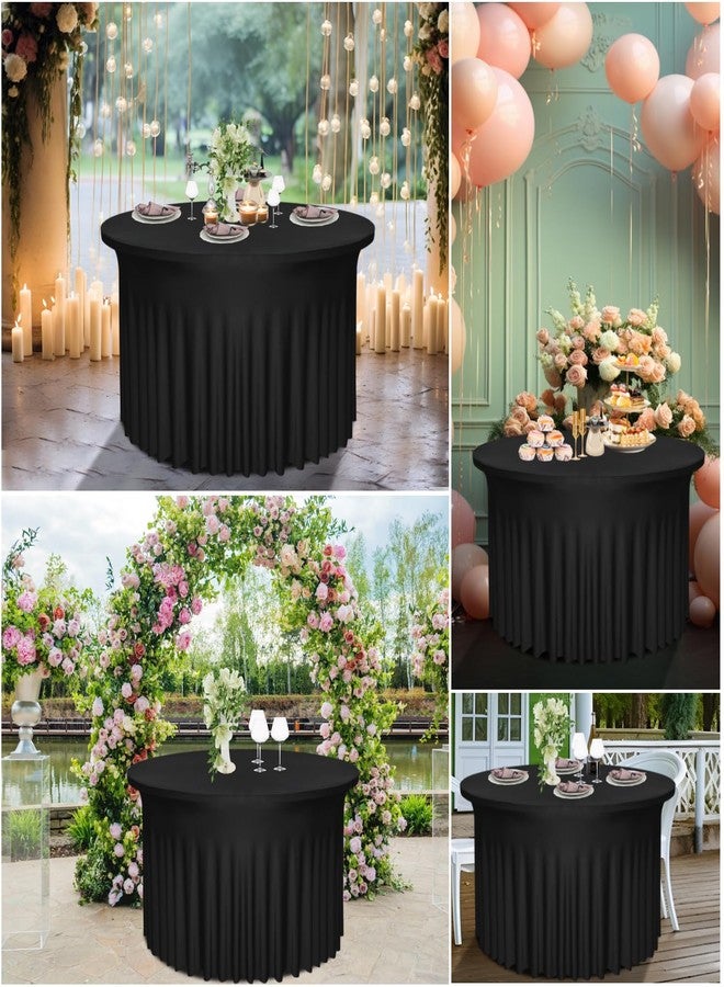 Yoquare 2 Pack 48" Diameter x 30" Height Black Table Skirt | Fits 4FT Round Tables |Polyester Spandex Round Table Cloths with Skirt|Stain 、Wrinkle Resistant、 for Wedding,Party,Dining,Banquet - Image 5