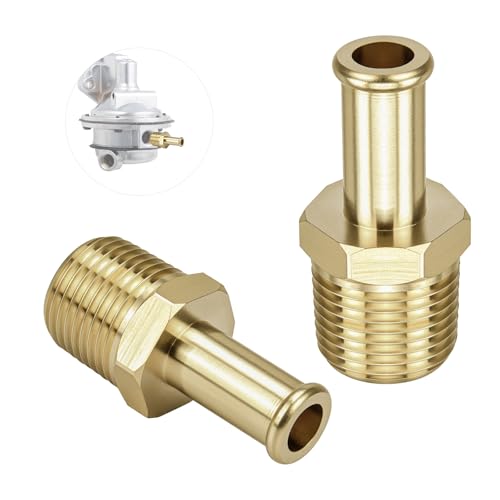 Antrys Fuel Hose Line Fitting Adapter 65380 for Holley 1228911 350 SBC Fuel Pump Fuel System Adapter Fits Holley 12803 Bypass Pressure Regulator for Ford Mustang 289 38 Inch NPT to 38 Inch Barb2pcs - Image 1