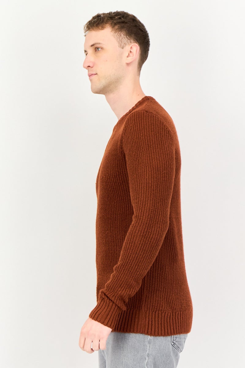 Sorbino Men Crew Neck Knitted Long Sleeve Sweater, Brown - Image 2