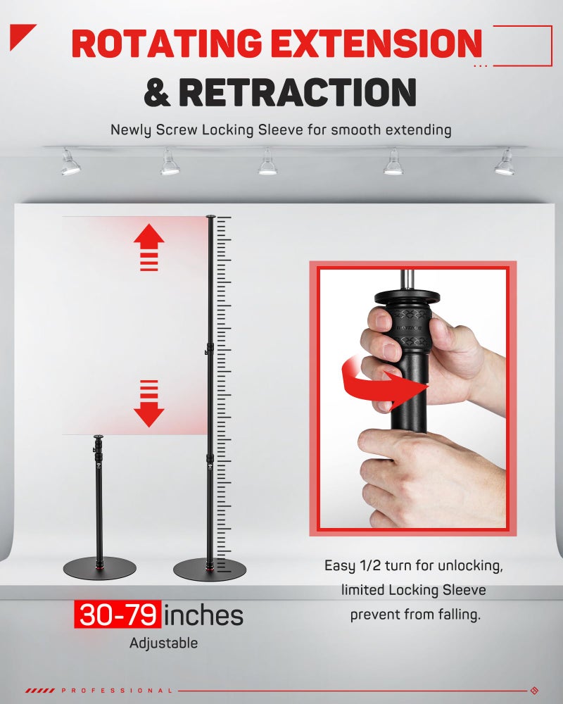 Ifootage حامل إضاءة دائري IFOOTAGE RB-A400، 79" حامل ثلاثي القوائم للكاميرات، الأضواء، كاميرات الويب، البث المباشر، الفلوجينغ، سعة 22 رطل - Image 5