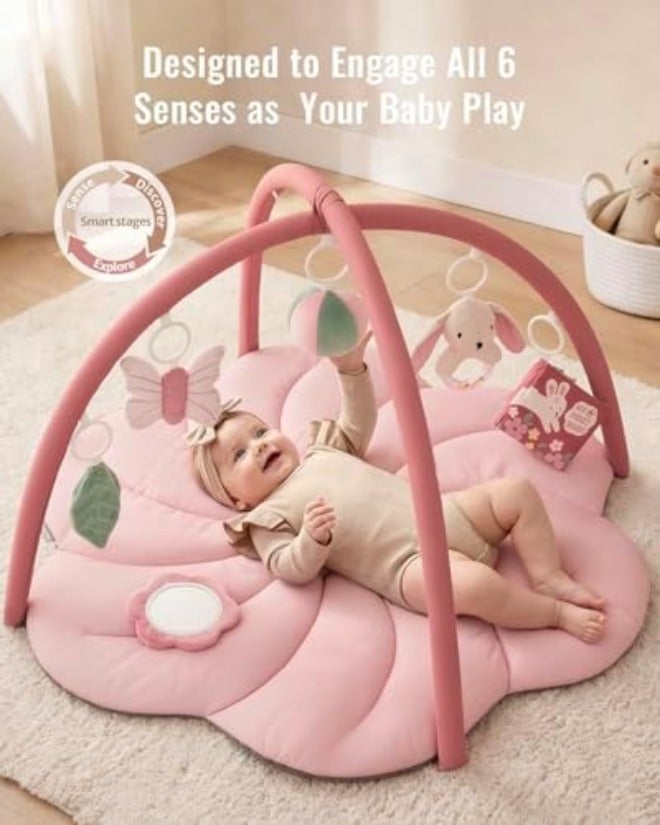Blissful Diary Shell Baby Play Gym Mat, Softer & Enlarged Tummy Time Mat w 6 Detachable Toys for Sensory & Motor Skill Development, Activity Mat for Newborn Essentials Shower Gift, Boho Ocean Theme - Image 4