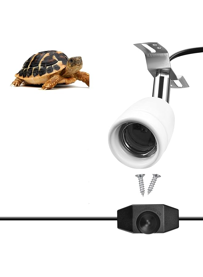 Excefore Reptile Heat Lamp Holder With Dimmer Switch E27 Bulb 400W Rotatable Heat Lamp Socket Ceramic Bulb Holder For Lizard Turtle Tortoise And Reptile Ceramic La Bulbs Not Included - Image 1