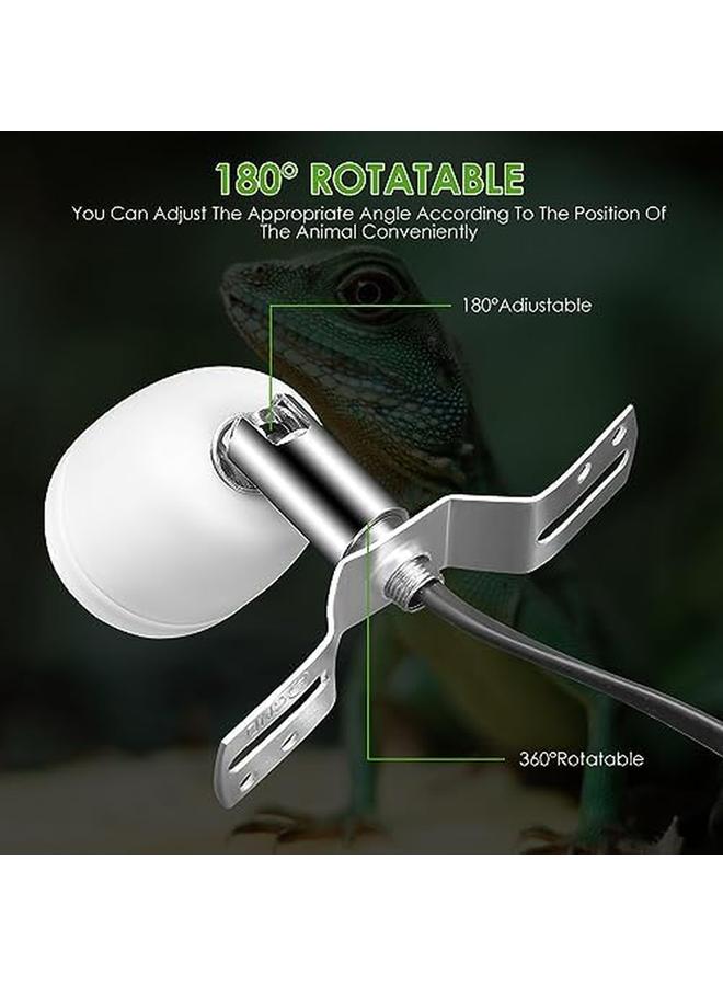 Excefore Reptile Heat Lamp Holder With Dimmer Switch E27 Bulb 400W Rotatable Heat Lamp Socket Ceramic Bulb Holder For Lizard Turtle Tortoise And Reptile Ceramic La Bulbs Not Included - Image 2