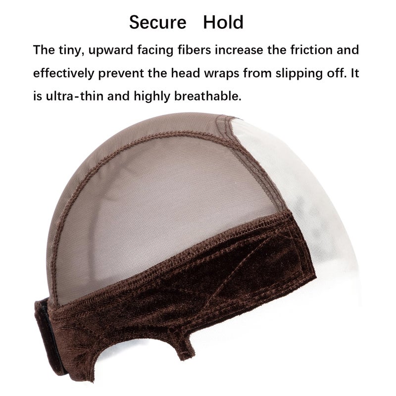 koskusder Lace Wig Caps for Women, Wig Caps with Grip Band for Keeping Wigs in Place, Glueless Wig Grip Cap with 4x5 Transparent Lace Wig Caps, Non-Slip Adjustable Elastic Headband (1pcs-brown) - Image 3
