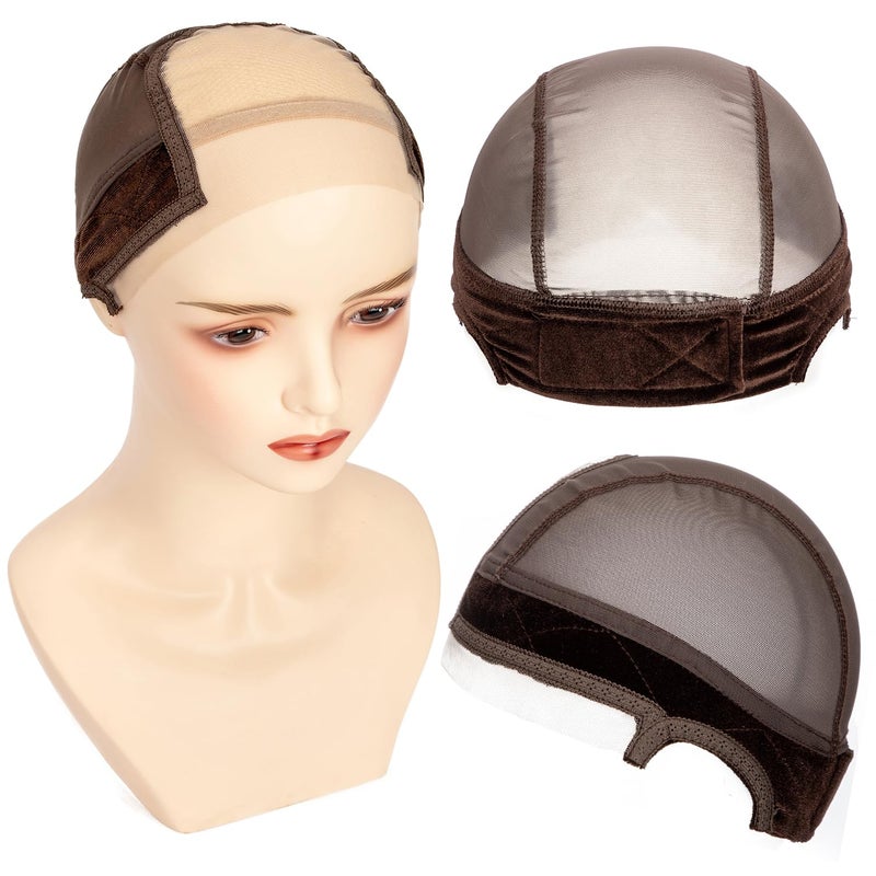 koskusder Lace Wig Caps for Women, Wig Caps with Grip Band for Keeping Wigs in Place, Glueless Wig Grip Cap with 4x5 Transparent Lace Wig Caps, Non-Slip Adjustable Elastic Headband (1pcs-brown) - Image 1