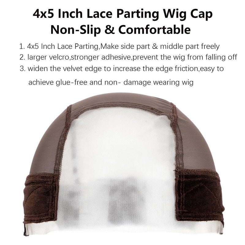 koskusder Lace Wig Caps for Women, Wig Caps with Grip Band for Keeping Wigs in Place, Glueless Wig Grip Cap with 4x5 Transparent Lace Wig Caps, Non-Slip Adjustable Elastic Headband (1pcs-brown) - Image 2