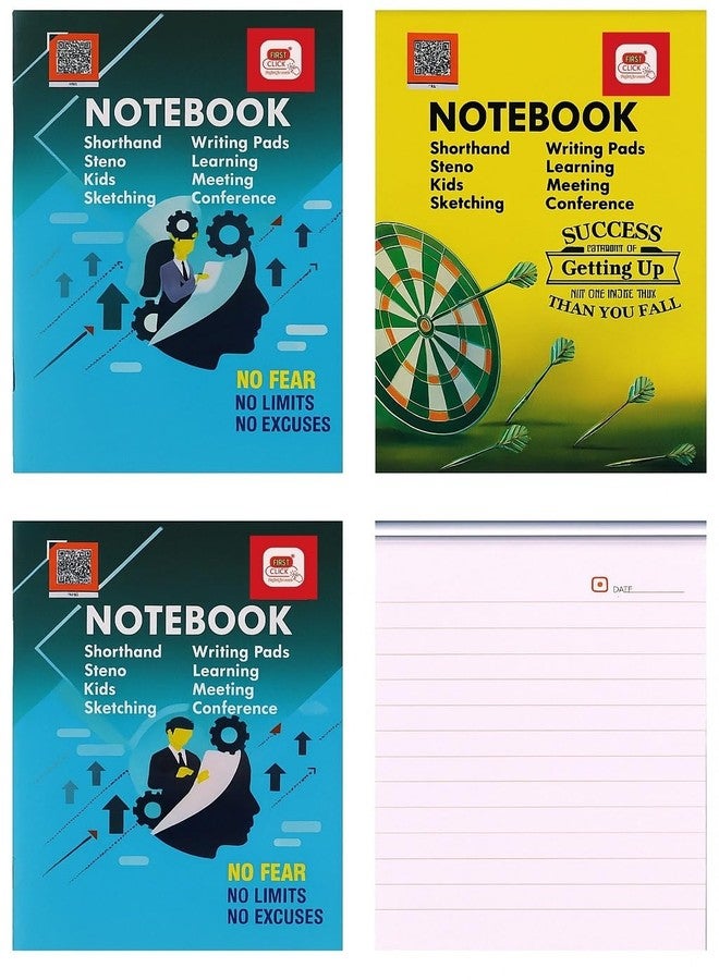 FIRST CLICK® Kids Notebooks for Writing Shorthand Steno Notebook | Doctors Prescription Pad | Writing Notepad | 160 Pages per Booklet | Pack of 8 | 68 GSM Paper | Both Side Ruled | 12.2 x 18 cm Learning, Meetings, Conferences, Sketching, Kids notebooks - Image 3