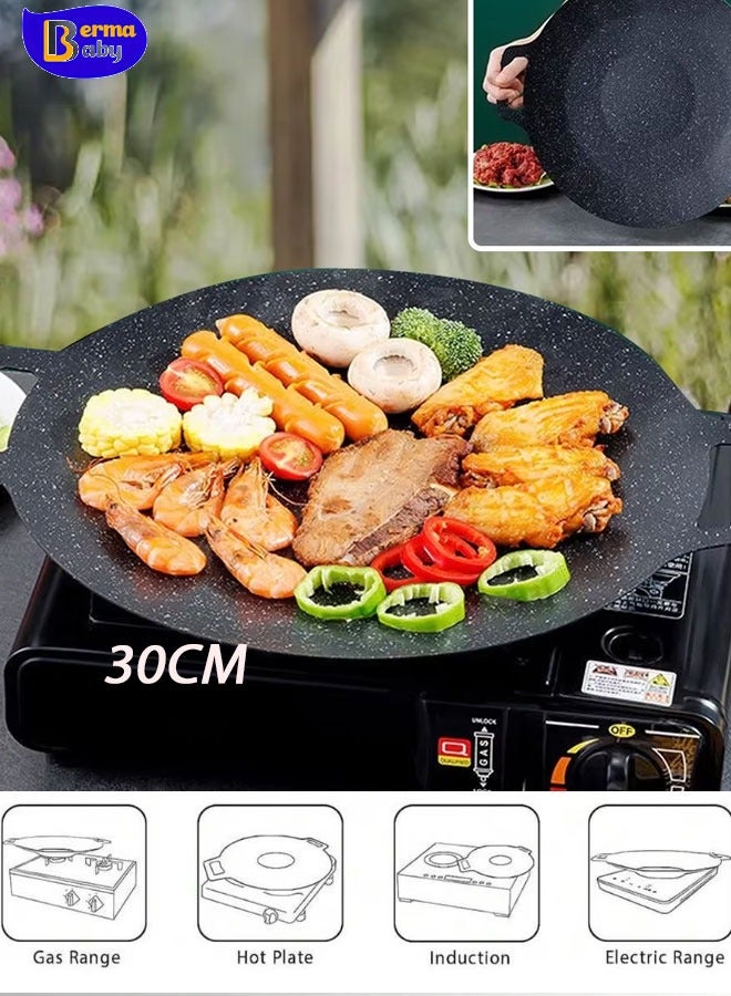 Berma Baby Grill Pan with Nonstick 6-Layer Coating, 30CM Round BBQ Griddle with Bag, Compatible for Induction, Gas Stove, Electric Cooktop, Indoor or Outdoor Grilling  - Image 1