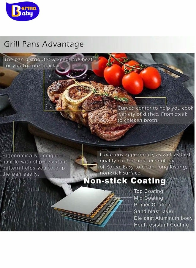 Berma Baby Grill Pan with Nonstick 6-Layer Coating, 30CM Round BBQ Griddle with Bag, Compatible for Induction, Gas Stove, Electric Cooktop, Indoor or Outdoor Grilling  - Image 5