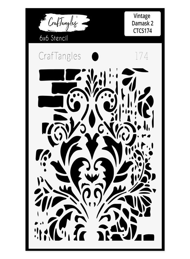 CrafTangles Art and Craft Stencil - Vintage Damask 2, 6x6 inch, Reusable, Used for DIY Painting on Canvas, Fabric, Cloth, Paper, Glass, Furniture, Wall, Mixed Media and Decoupage, 1Pc, CTCS174