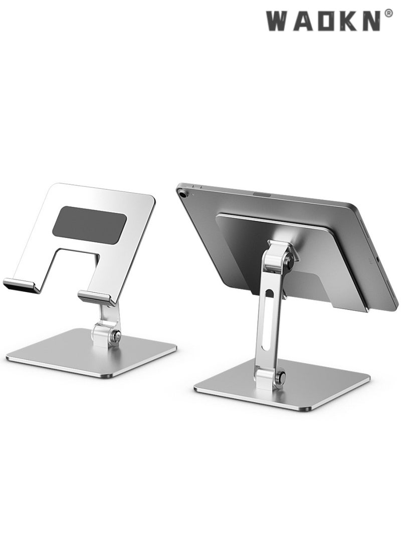 WAOKN Metal iPad Stand Foldable Tablet Stand iPad Holder Stand Adjustable Mobile Phone Holder for iPad Pro 2023 iPad Air 4 iPad mini iPhone 15/15 Plus/15 Pro/15 Pro Max/14 Pro Max Samsung Galaxy Tab S7 etc  - Image 1