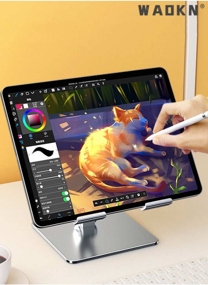 WAOKN Metal iPad Stand Foldable Tablet Stand iPad Holder Stand Adjustable Mobile Phone Holder for iPad Pro 2023 iPad Air 4 iPad mini iPhone 15/15 Plus/15 Pro/15 Pro Max/14 Pro Max Samsung Galaxy Tab S7 etc  - Image 5