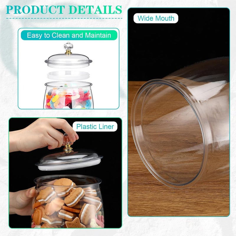Nuogo 4 Pcs Plastic Candy and Cookie Jars with Lids Clear Cookie Container Candy Jars Large Airtight Apothecary Storage Organization for Wedding Home Kitchen Bar(30/42/64/128 oz) - Image 4