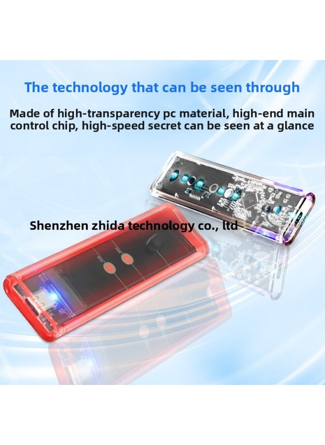 M.2 NGFF Solid State Hard Disk Box Transparent RGB Colorful Light SATA NVME Dual Protocol 10Gbps Hard Disk Box-Color:Transparent With RGB Light-NGFF Protocol  - Image 3