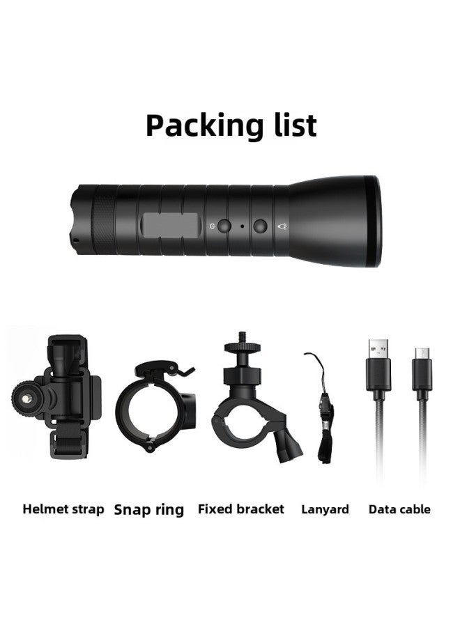 Generic Night Vision Strong Light HD 1080p Flashlight Helmet Wide-angle Sports DV Motorcycle Bicycle Camera With Light-Color:Black - Image 1