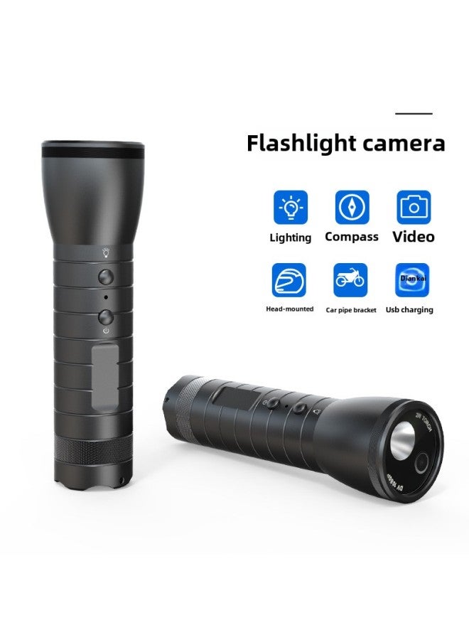 Generic Night Vision Strong Light HD 1080p Flashlight Helmet Wide-angle Sports DV Motorcycle Bicycle Camera With Light-Color:Black - Image 2