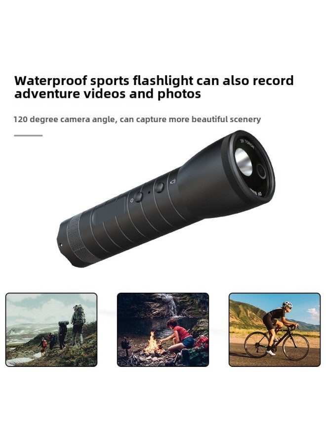 Generic Night Vision Strong Light HD 1080p Flashlight Helmet Wide-angle Sports DV Motorcycle Bicycle Camera With Light-Color:Black - Image 5