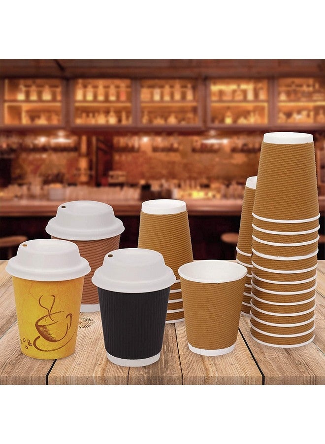 Comfy Package Ripple Paper Cup 240 Ml - Pack of 50 - Piece with Lid for Party, Events and Office Use, Brown - Image 5