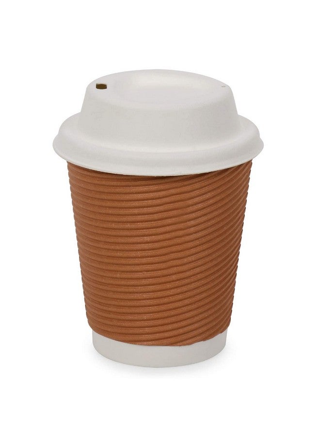 Comfy Package Ripple Paper Cup 240 Ml - Pack of 50 - Piece with Lid for Party, Events and Office Use, Brown - Image 1